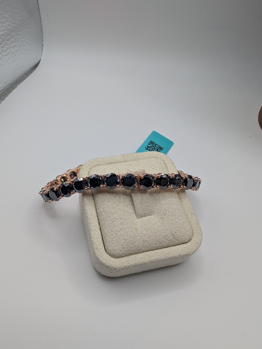 NWT 39.15 CTW Black Moissanite Rose Gold Tennis Bracelet 7" Sterling Silver 925